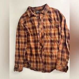 Men’s Billabong Flannel, size medium, orange/brown/tan